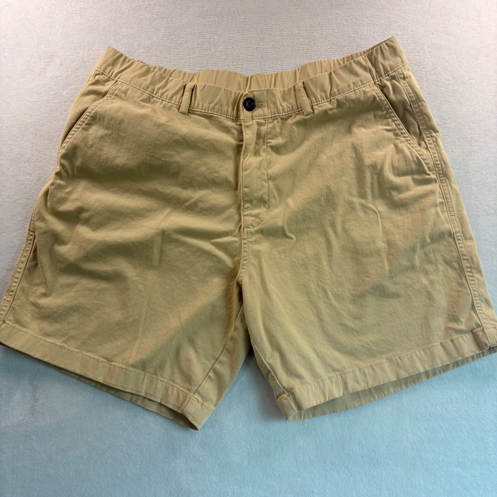 Bearbottom Clothing Mens XL 7" Inseam Yellow Khaki Stretch Chino Shorts Preppy
